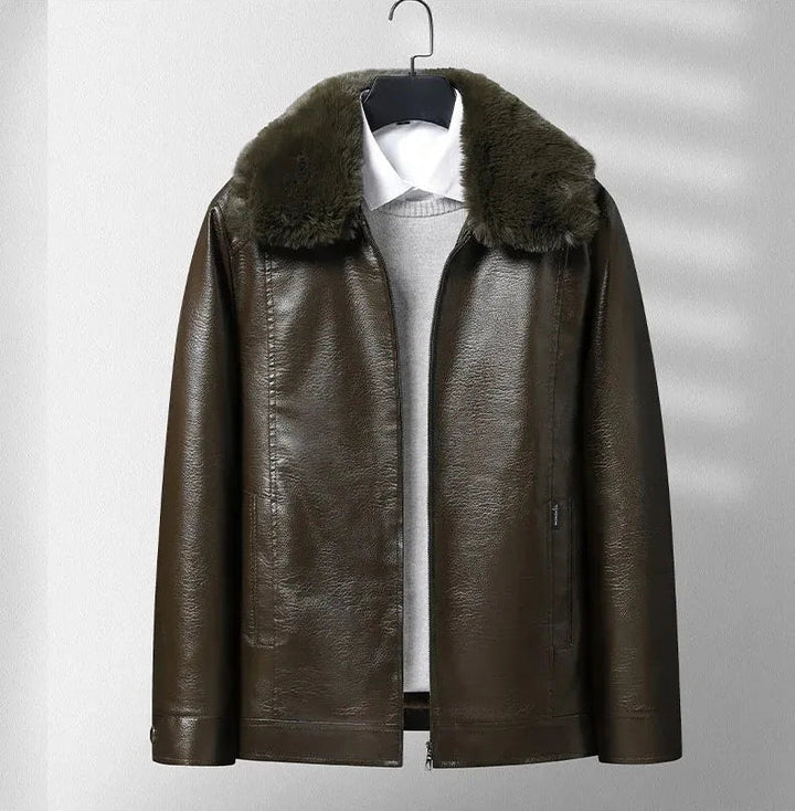 Thickened Fleece Leather Jacket