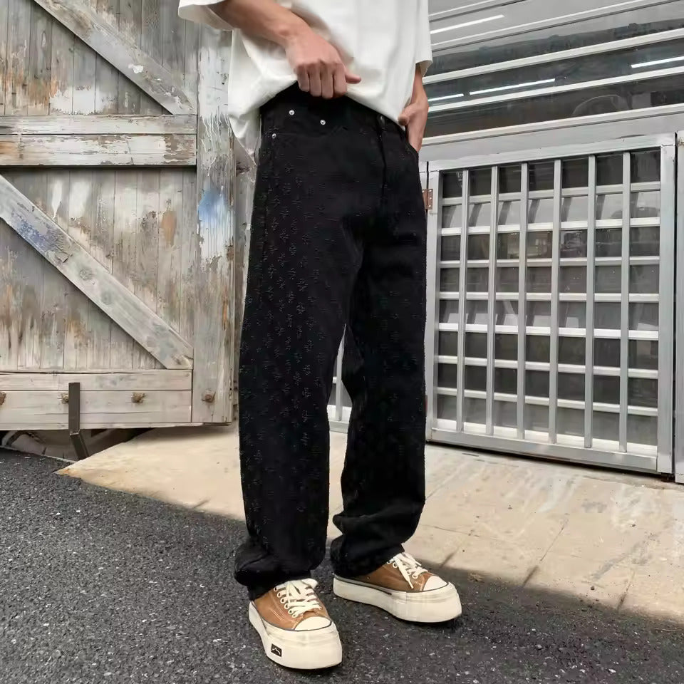 Jacquard Denim Jeans