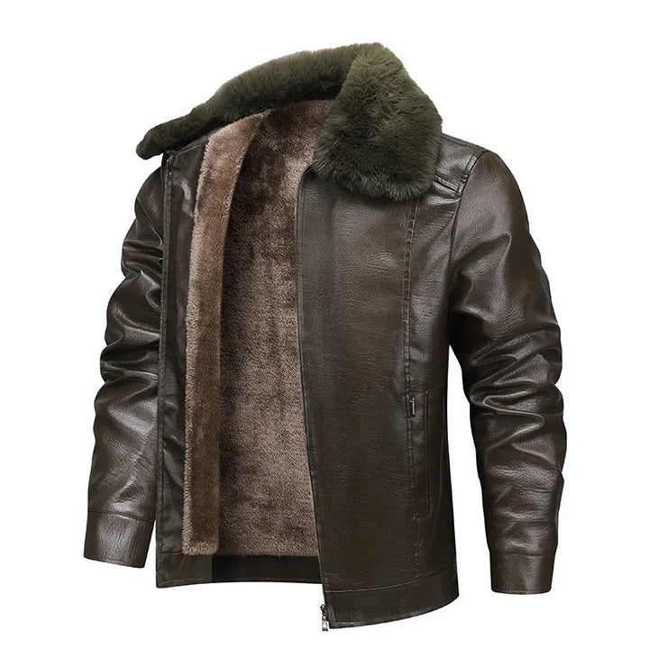 Thickened Fleece Leather Jacket