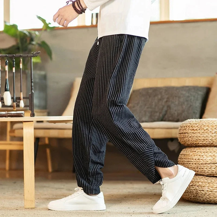 Elegant Striped Linen Pants