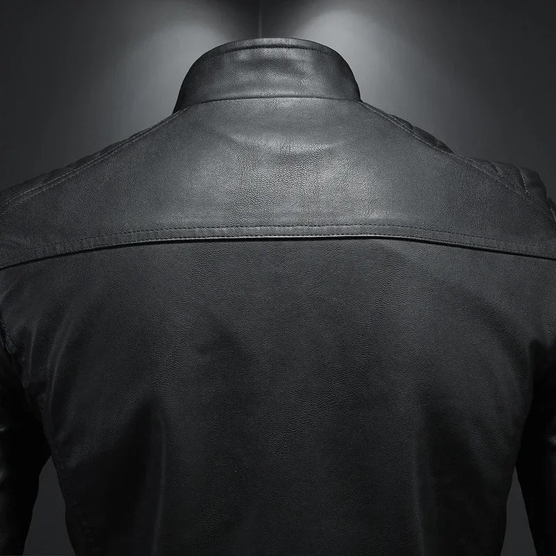 Stand Collar Leather Jacket